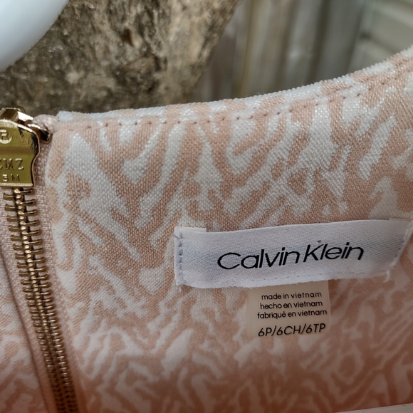 NWT Calvin Klein Cream Patterned Mini Dress (Size 6P) - Picture 3 of 10